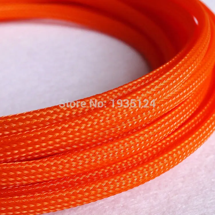 Orange 1 м 3/4/6/8/10/12/14 мм провод кабель защиты Цвет PET USB кабель с нейлоновой оплеткой кабель рукав высокой плотности жгута проводов защиты - Цвет: Orange