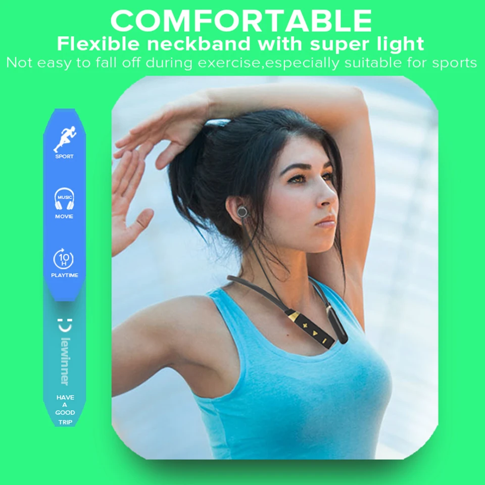 Lewinner J16 Bluetooth наушники со встроенным микрофоном беспроводные легкие спортивные с