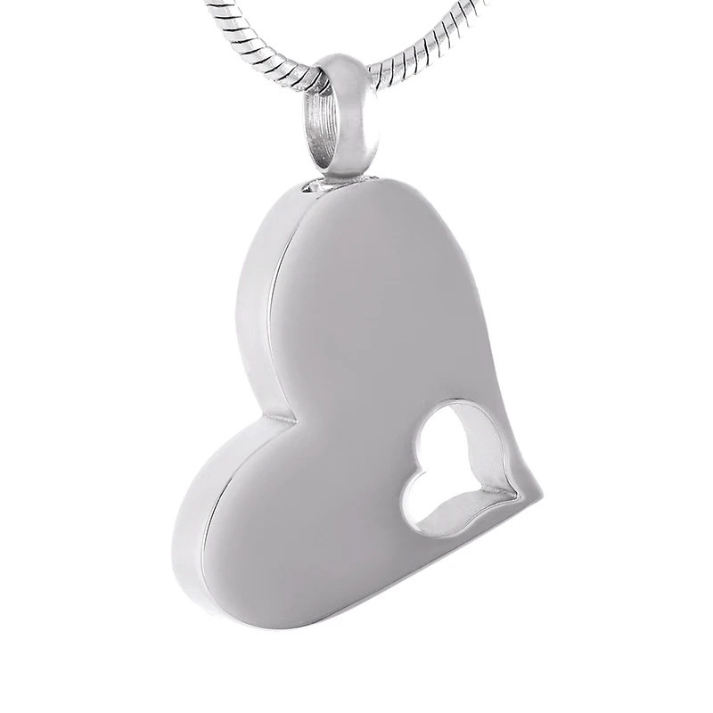 

IJD8529 Engravable Blank 316L Stainless Steel Cut Heart Cremation pendant Hold Human/Pet Ashes Memorial Urn Keepsake For Women