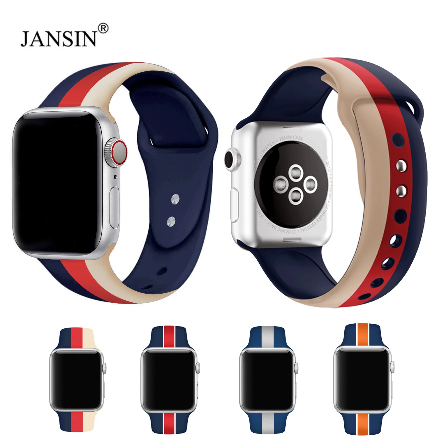 Цветной мягкий силиконовый сменный спортивный ремешок для Apple Watch 38 мм/42 мм/40 мм/44 мм наручный браслет iWatch Series 1 2 3 4 5