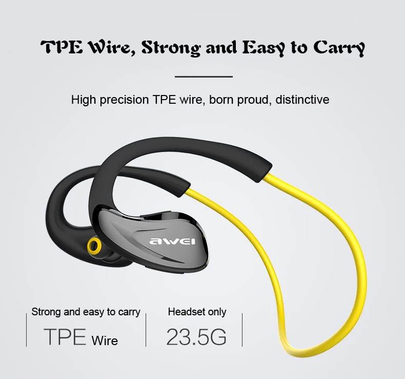 Awei A880BL, Bluetooth наушники для телефонов, беспроводные наушники с микрофоном, NFC, APT-X, Спортивная гарнитура для бега, спортзала, 10 часов, время прослушивания музыки