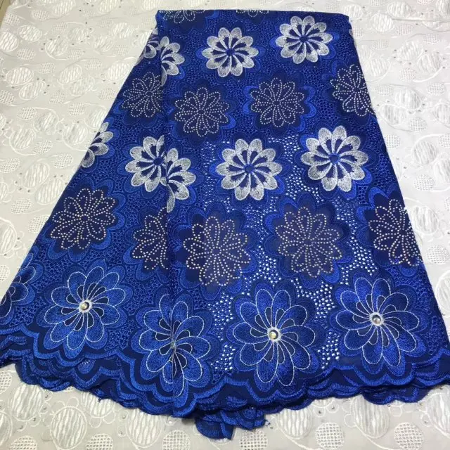 Blue French Lace Fabric for Wedding Dress 2019 High Quality African Fabrics with Beads Nigerian Swiss Voile | Аксессуары для
