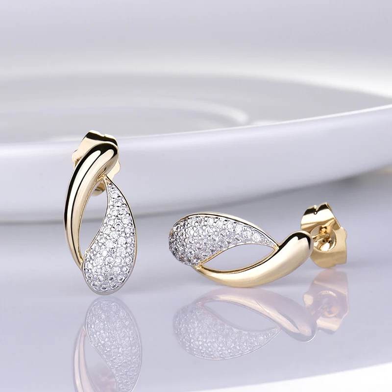 Женские комплекты ювелирных изделий GULICX сверкающие серьги пусеты с фианитом