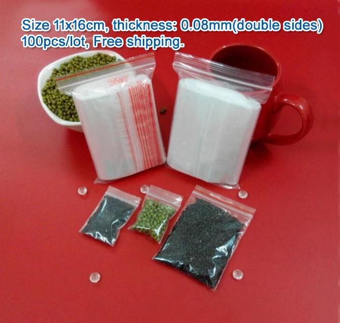 

100pcs/lot high quality Transparent PE Zip Lock jewelry Gift Packaging Bags, 11*16cm clear plastic bags for clothing storage