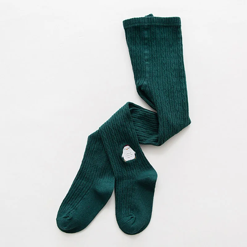 dark green chick SLKMSWMDJ/новые хлопковые детские колготки для девочек на осень и зиму, 14 цветов, детские колготки с вышитыми героями мультфильмов для детей 1-12 лет, 1 предмет - Цвет: dark green chick