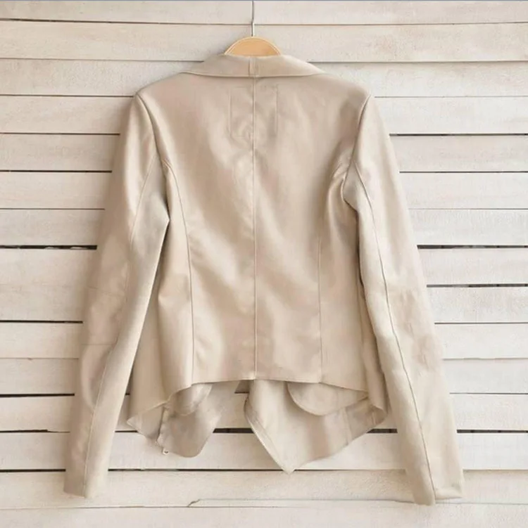 Женская двухслойная облегающая куртка из ПУ кожи размера плюс на осень и зиму