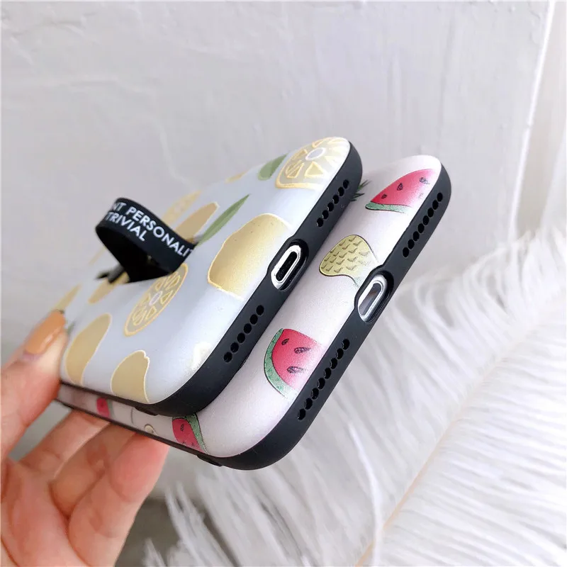 Для iphone 6 7 8 plus X XS MAX XR фрукты Арбуз Лимон ананас петля кольцо телефон чехол s для 11