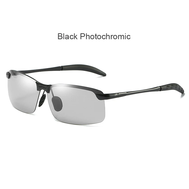 C1 black photo Фотохромные спортивные солнцезащитные очки из алюминиево-магниевого сплава, мужские защитные очки для вождения, дня, ночного видения, прямоугольные солнцезащитные очки-хамелеоны для улицы - Цвет линз: C1 black photo