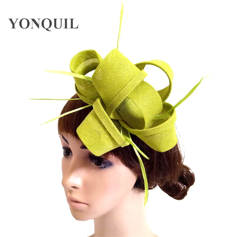 Grey or multiple colors imitation sinamay hats feather flower fascinators for party bridal hair accessories cocktail hats| |