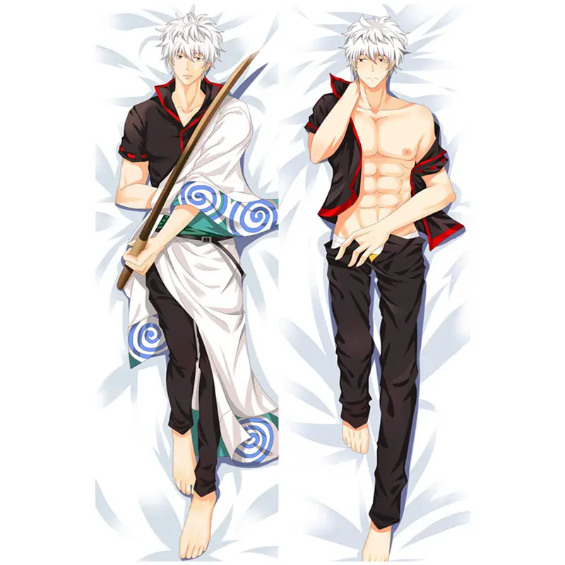 Peach skin Аниме "гинтама" наволочка Sakata Gintoki Dakimakura Чехол для крутых мальчишек 3D двухсторонняя постельное белье облегающие жизнь тела подушку Чехол gt01a - Цвет: Peach skin