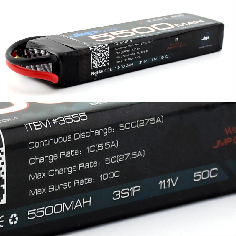 2 шт. JMP Lipo батарея 3S 5500mAh 11 1 V 50C для 1/10 автомобиля 1/8 RC автомобиль Traxxas TR 4 E REVO SLASH 1/7