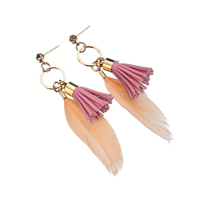 Модные элегантные розовые серьги-пусеты с кисточками для девушек сексуальные