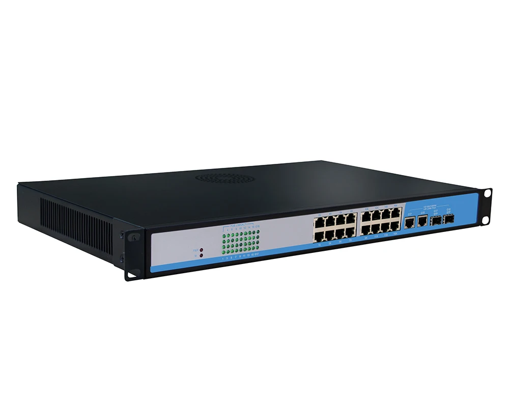 16 портов 100 м PoE коммутатор 2 Gigabit Ethernet с SFP Uplink 360 Вт Высокая мощность IEEE802.3af/at стандарт