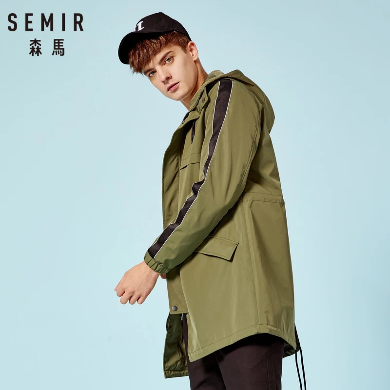 Куртка SEMIR мужская с капюшоном уличная ветровка на молнии длинным рукавом