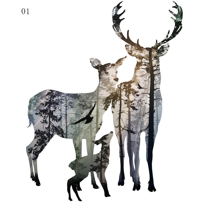 HAOCHU Splash Ink Flamingo Forest Landscape Deer Animal Wall Art Picture Canvas Painting Poster Living Room Nordic Decoration | Дом и сад