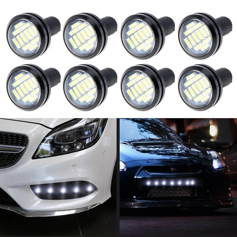 Белый DC 12V орлиный глаз светодиодный светильник 4014 12SMD 23 мм дневные ходовые DRL резервный светильник автомобильная лампа