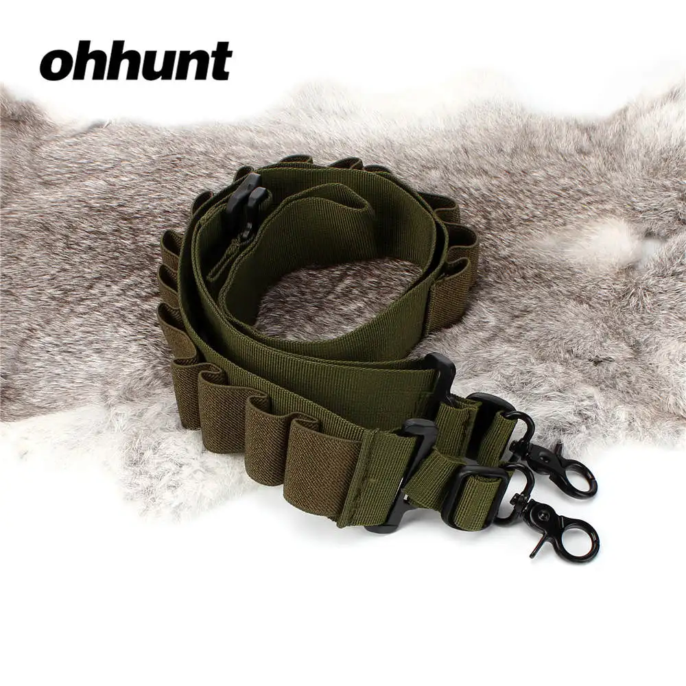 Green Ohhunt нейлон Регулируемый 12Ga 20Ga ремень для ружья 15 круглая ракушка держатель стрелковая амуниция две точки охотничий Пистолет Аксессуары - Цвет: Green