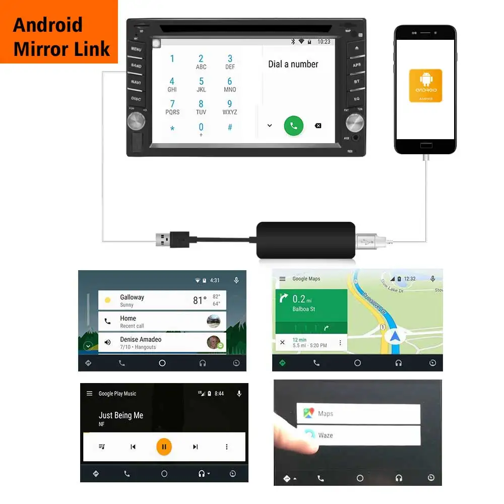 2019 беспроводной автомобильный радиоприемник Apple CarPlay & Android USB ключ с сенсорным
