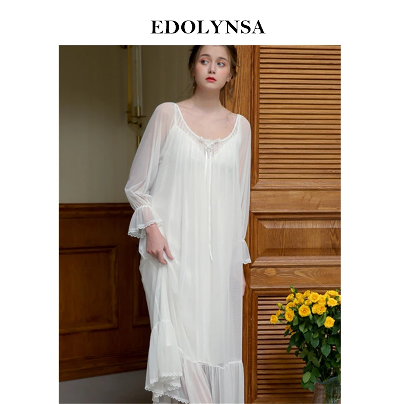 

Two 2 Pieces Sleepwear Women Robe Gown Set Sexy Lace Nightgown Camisole Dress Nighty Women Night Wear Transparent Home Robe H802