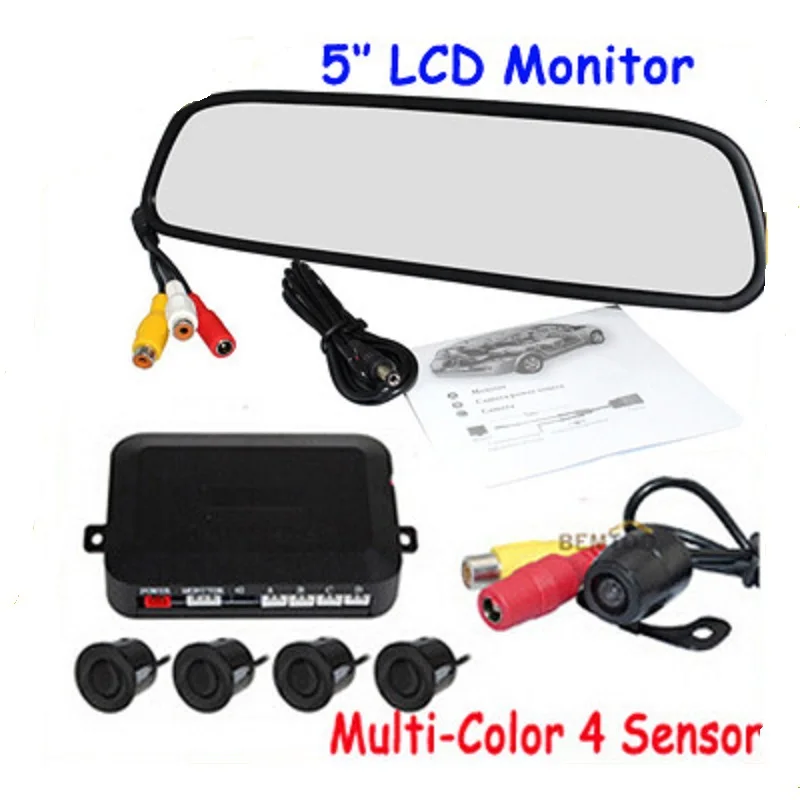 vision view /video Car Parking Sensor 5 Inch Lcd Monitor 2ch Video Input 800*480+4 X Backup Sensors+1 Rearview Camera |