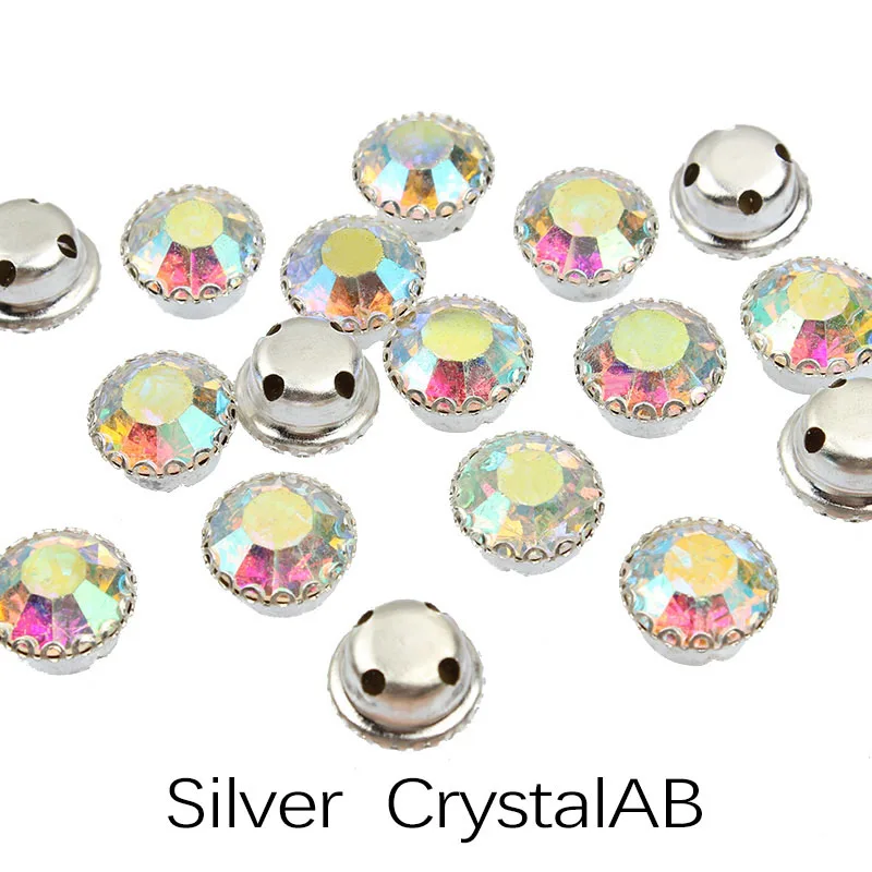 Silver CrystalAB Новая Silve пришить кружева коготь стразы 6 мм/7 мм/8 мм/10 мм использовать для свадебное платье полный - Цвет: Silver CrystalAB