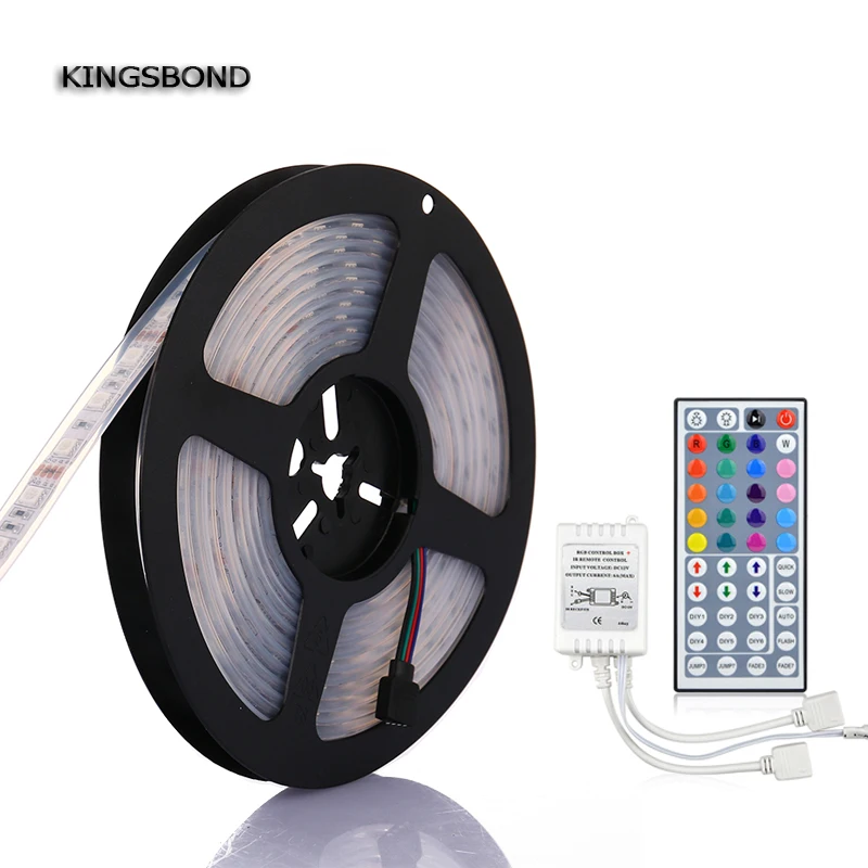 Водонепроницаемая светодиодная лента 5050 RGB 5 метров 300 SMD5050 (60 светодиодов/м) DC 12 В +