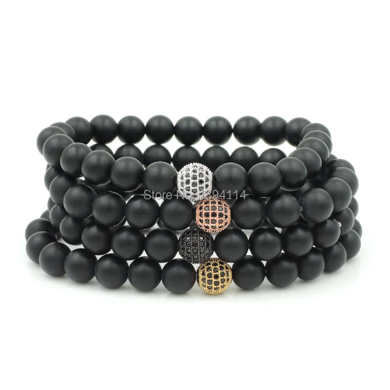 8 мм микро проложить Черный CZ круглый шар бусины &amp Матовый Агат e круглые из