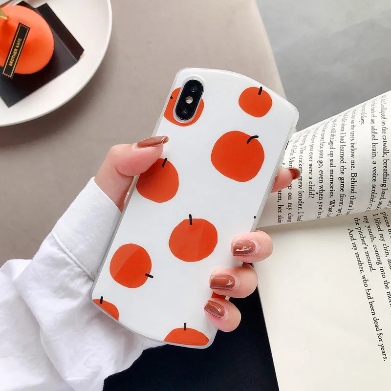 Летний чехол с рисунком фруктов для iPhone 7 8 Plus X XR XS MAX Cute tangerine мягкие чехлы