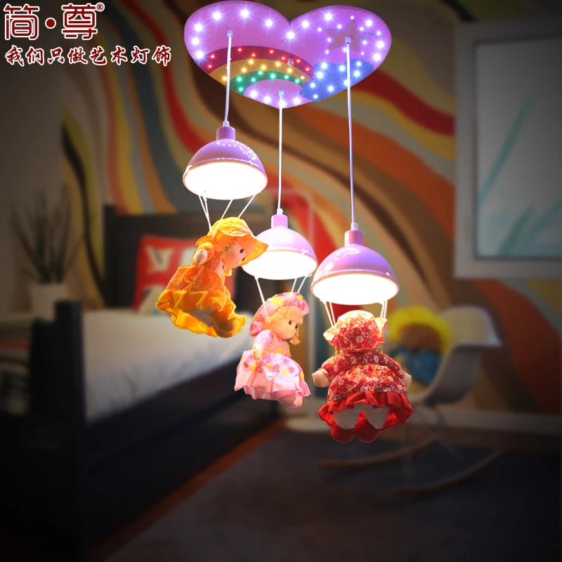 Children's room chandelier can be grouped variable LED light cartoon cute romantic parachute baby daughter chandelier|children