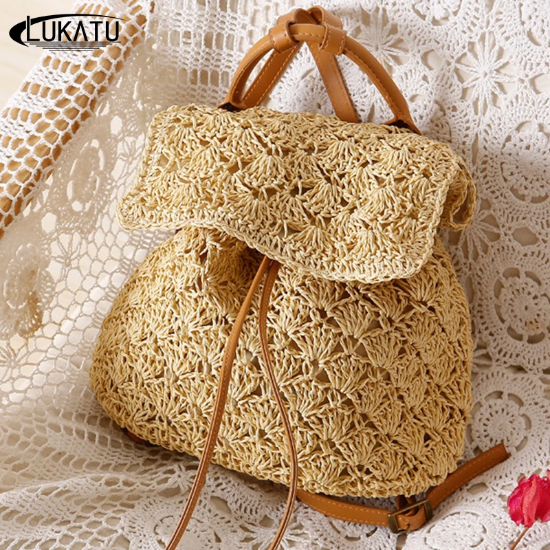 LUKATU плетеная Сумка из ротанга ручной работы с вышивкой сумка на плечо летняя