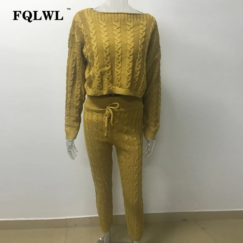 Женский комплект из двух предметов FQLWL трикотажный укороченный топ с длинными