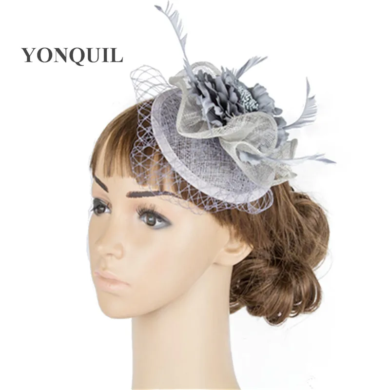 Очаровательная шелковая Вуалетка Sinamay с цветами шляпки элегантные женские