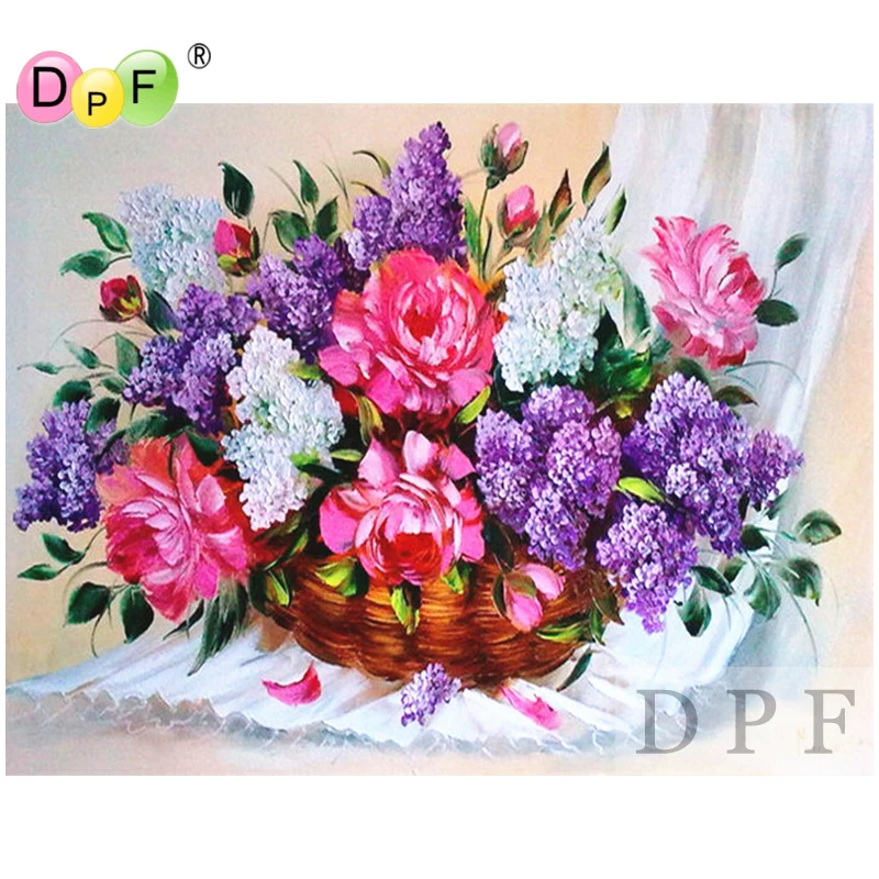DPF diamond embroidery Flower baske painting cross stitch crafts mosaic square rhinestone needlework home decor | Дом и сад