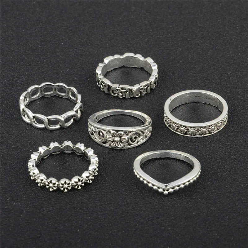 13Pcs/Set Fashion Finger Rings Set Women Vintage Punk Midi 2017 Antique Gold Color Boho Female Charms Jewelry | Украшения и