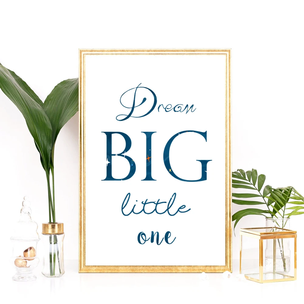 Unframed Nursery Cute Font Quote Dream Big Little One Canvas Painting Baby Boy Room Wall Picture Home Decoration LZ350 | Дом и сад