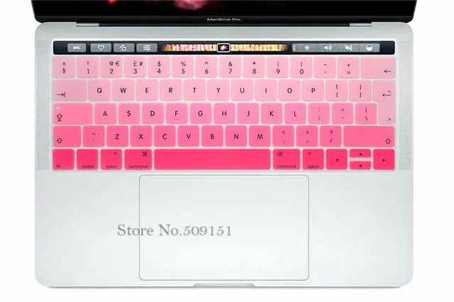 Pink Градиентная силиконовая крышка клавиатуры наклейки протектор кожи для Mac Pro 1" 15 A1706 A1707 A1989 A1990 с сенсорной панелью Европейская версия - Цвет: Pink