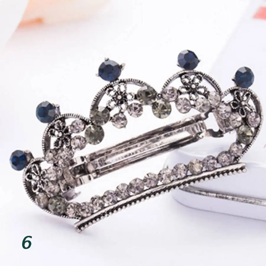 Fashion Women Girls Crystal Rhinestone Heart Crown Barrette Hair Clip Clamp Star Hairpin bride hair accessories AAA | Украшения и