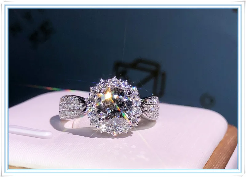 18K 750Au золото Moissanite АЛМАЗНОЕ КОЛЬЦО D Цвет VVS с национальным сертификатом MO-H100103
