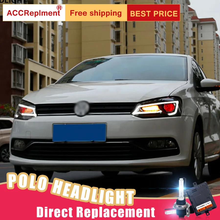 2 шт. светодиодный ные фары для VW Polo 2011 2016 Автомобильные ангельские глазки