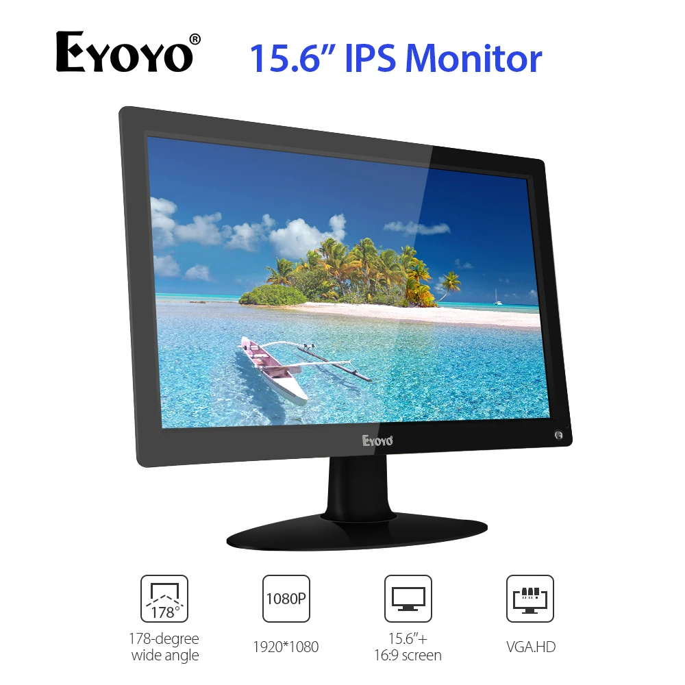 Eyoyo 1920x1080 ips lcd Большой экран 15," дюймовый монитор с HDMI/AV/VGA/BNC входом ПК монитор безопасности VESA 75 настенное крепление
