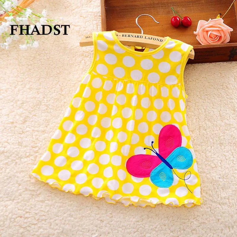 FHADST/2016 г. Милое платье для маленьких девочек хлопковые обычные платья в горошек