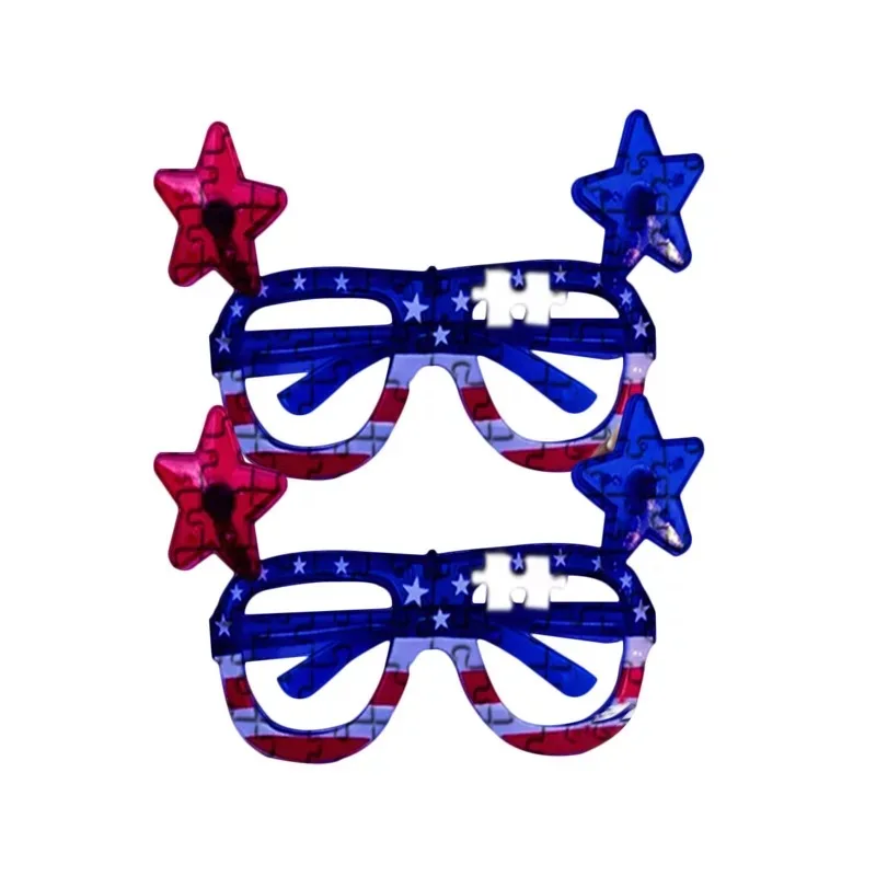 comprar 18.5*10*12.8cm Bandeira Americana De Cinco Pontas Estrela Led Luz Piscando óculos Luminosa Fluorescente Dança Adereços Do Dia Das Bruxas