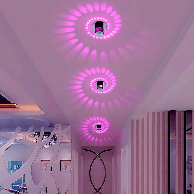 Современный светодиодный потолочный светильник, 3 Вт, RGB, настенный светильник для художественной галерея, украшение на передний балкон, светильник для крыльца, светильник для коридоров