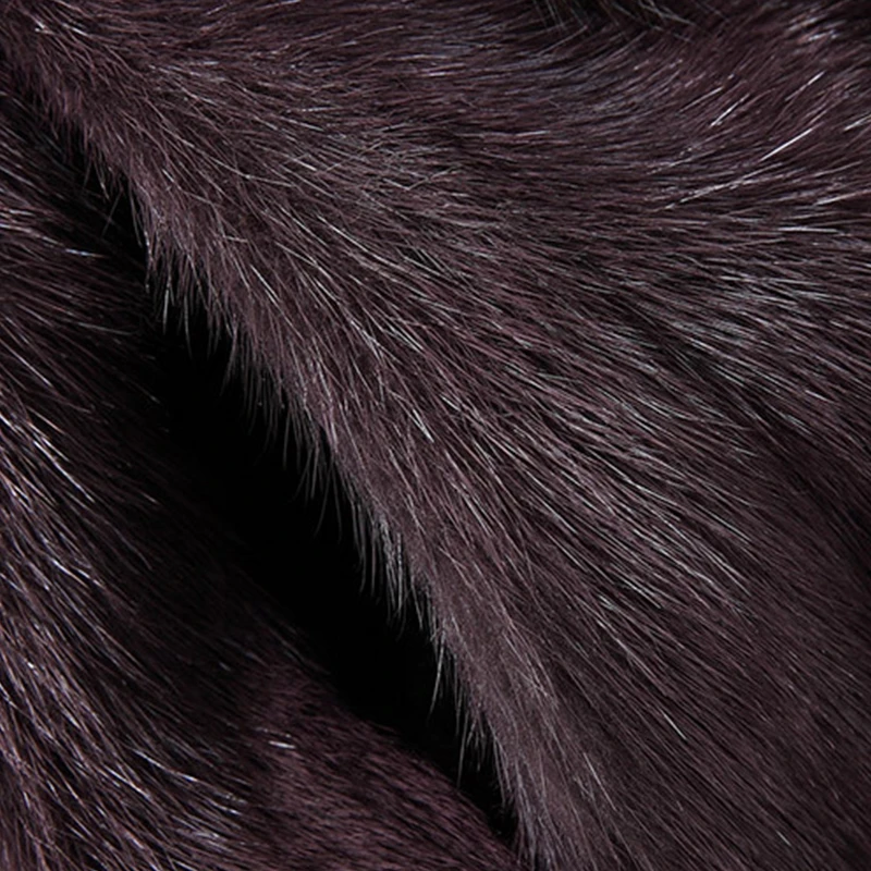 Ftangaiur 2021 Women Import Mink Coat Causal With Fox Fur Collar Half Sleeve Jacket Women's Long Real Coats | Женская одежда