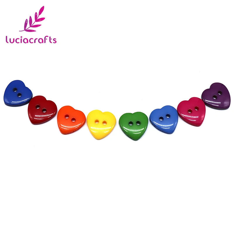 Lucia crafts 50 24 шт 12 15 мм случайно смешанные в форме сердца Кнопки из смолы DIY