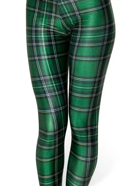 Free shipping Spring 2014 Green Women Tartan Scottish Plaid Milk Digital Print Punk Leggings Pants Lady's Leggins Trousers L17 | Женская
