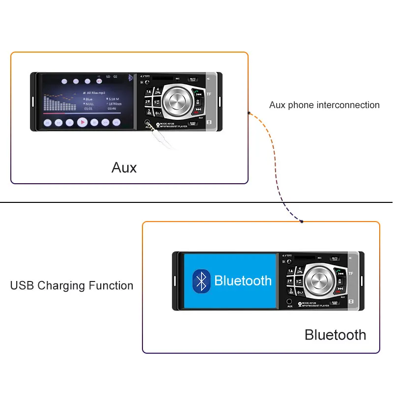 1 Din автомобильное радио Bluetooth 4 дюйма HD цифровой экран FM плеер SD USB зарядное