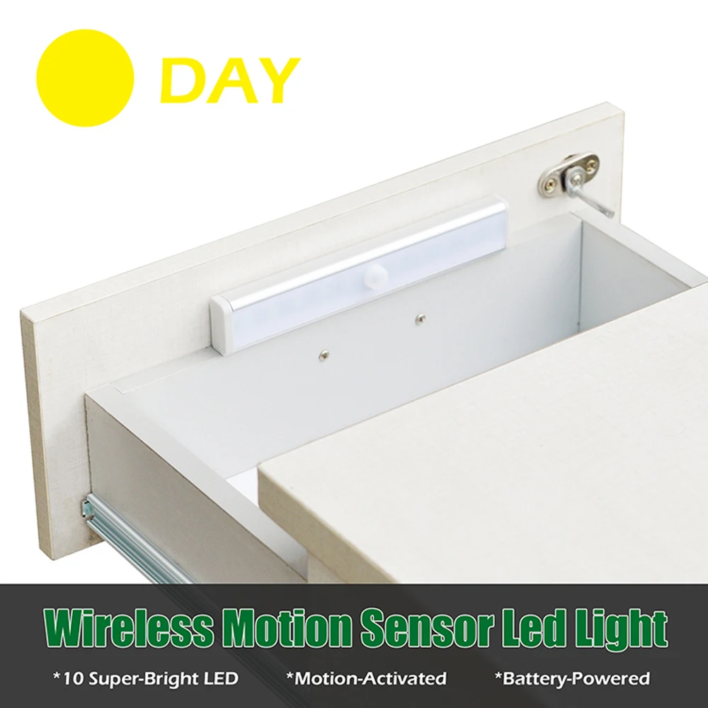 Движения PIR Сенсор ночной Светильник питьевой 10 светодиодные светильники для