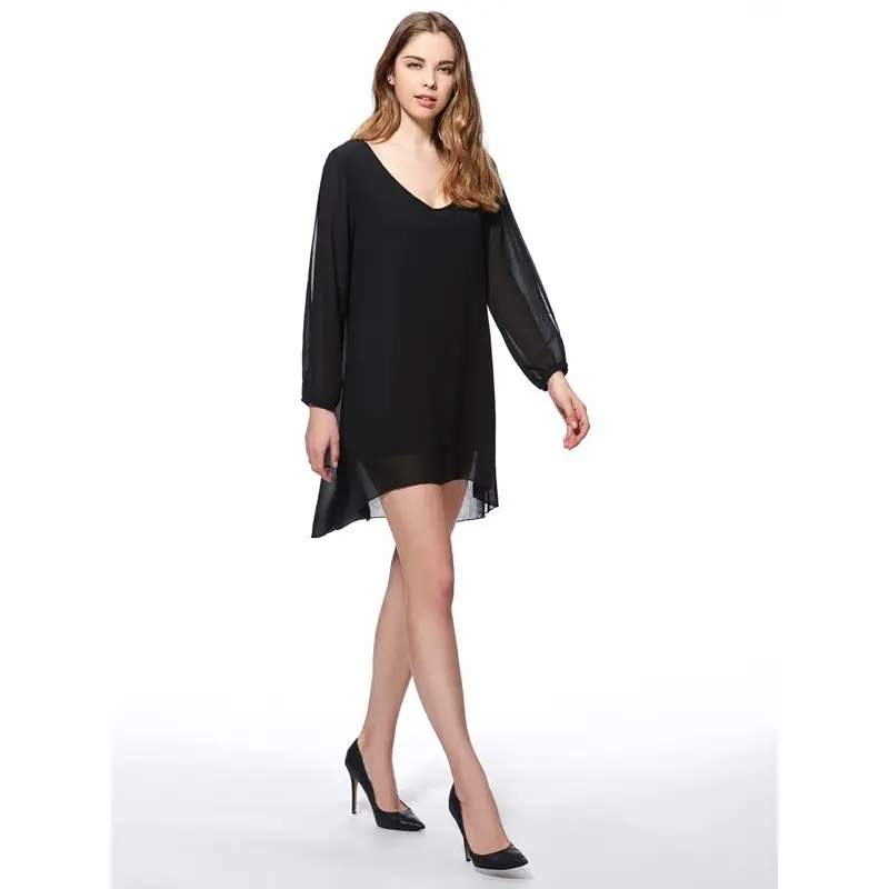 Летнее сексуальное мини платье для женщин с длинным рукавом и сеткой