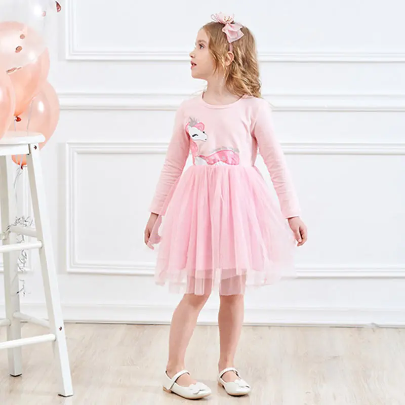DXTON Kids Girls Dress Toddler Vestidos Kids Casual Dress Children Cartoon Clothing Butterfly Autumn and Winter Dresses for Girl